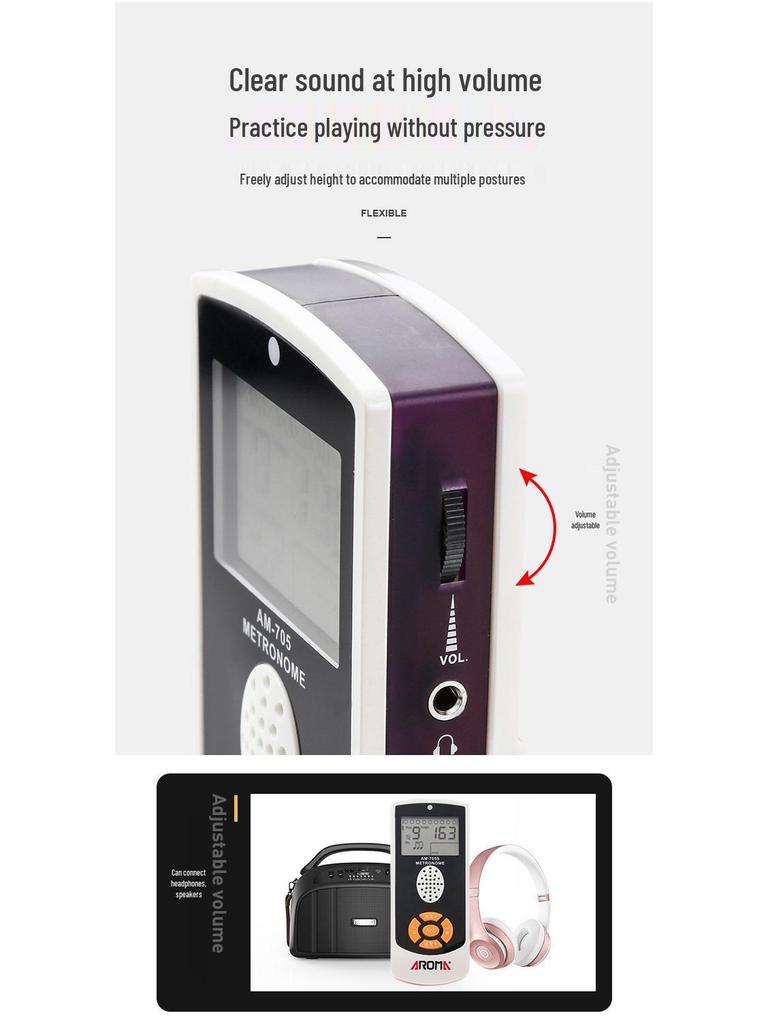 AROMA Anoma AM705 Multi-Instrument Metronome: Piano, Guitar, Drum, Guzheng, Violin