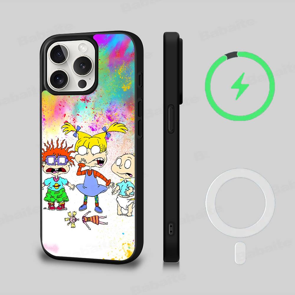 Cartoon Funny R-Rugrats For Magsafe Magnetic Phone Case Wireless PC+TPU For IPhone 11 12 13 14 15 16 17 Pro Max Plus