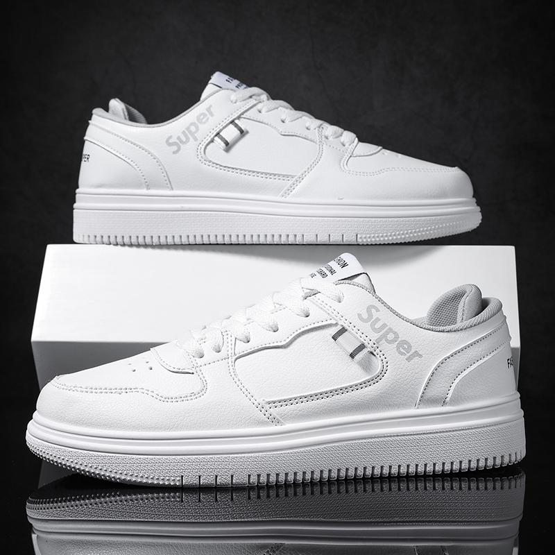 Hip Hop White Shoes For Men Summer Leather Sneakers Male Waterproof Booties Man Teen Boys Fashion Trainer Sports Shoes