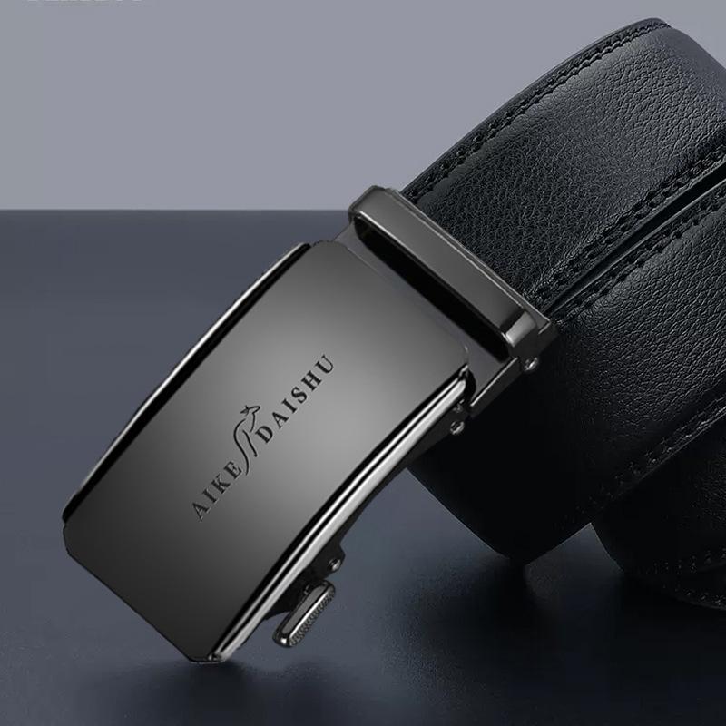 New Style Men's Genuine Leather Belt Automatic Buckle Cowhide Belt Business Casual Simple Middle Aged and Young Belt Men
