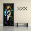 2pcs Christmas Nativity Home Wall Stickers Religious Theme Glass Painting Style Door Stickers Living Room Entrance Decoration St