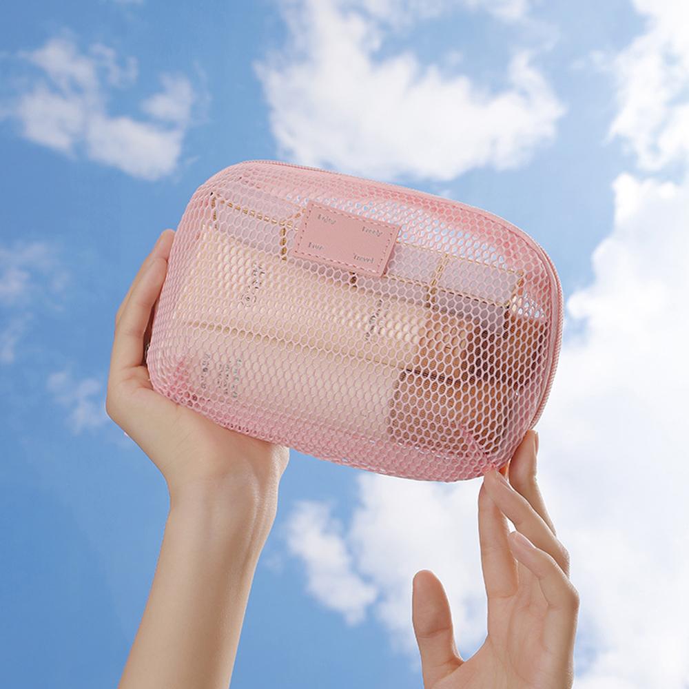 3-Piece Mesh Makeup Bag Travel Grooming Storage Large Capacity Lipstick Miscellaneous Bag for Organizing Personal Care Items
