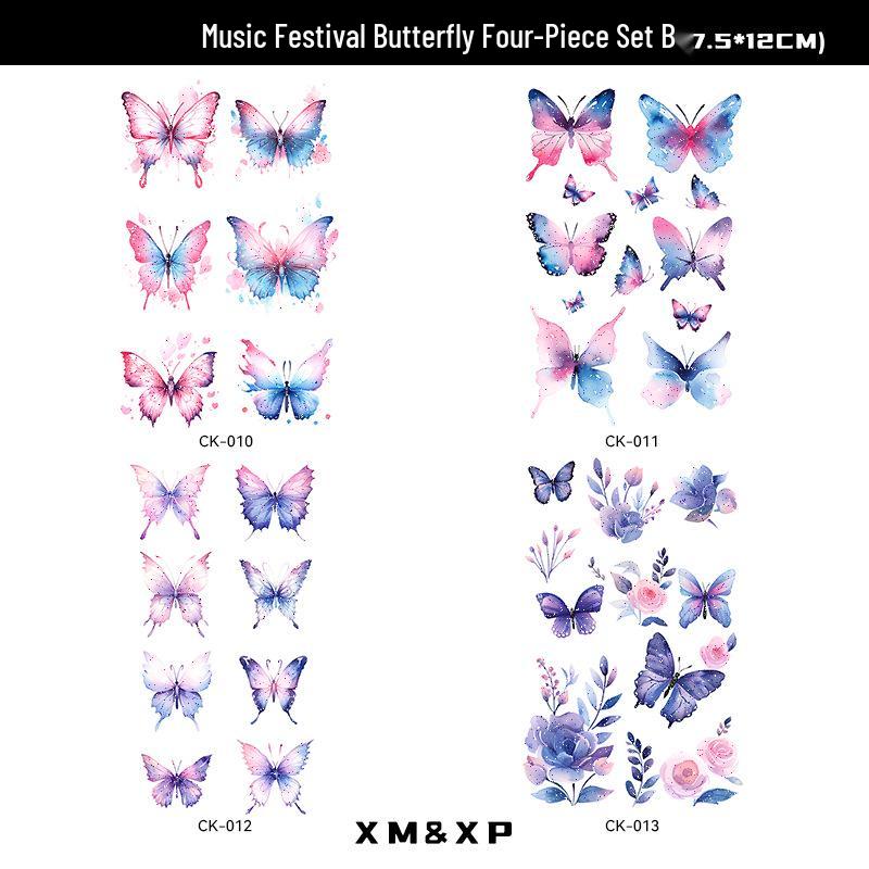 

Vibrant Butterfly Music Festival Tattoo Stickers - Cute, Non-toxic, Easy to Clean, Atmospheric. 7.5*12 cm