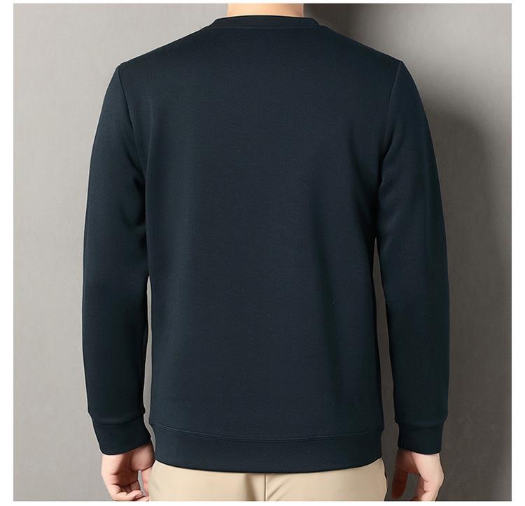 Men's Fleece-Lined Long Sleeve Wool Sweater - Casual Loose Fit, Autumn/Winter Style