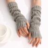 Diagonal Striped Fingerless Gloves Autumn and Winter New Men's and Women's Jacquard Knitted Wool Warm Sleeves Pile Wrist Covers