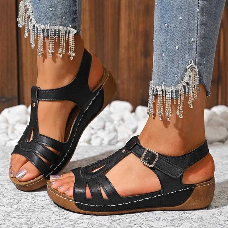 Fashion Women's Sandals 2025 Summer Women Wedge Sandals Lightweight Ankle Buckle Platform Women Shoes Gladiator Sandals Beach Sandles