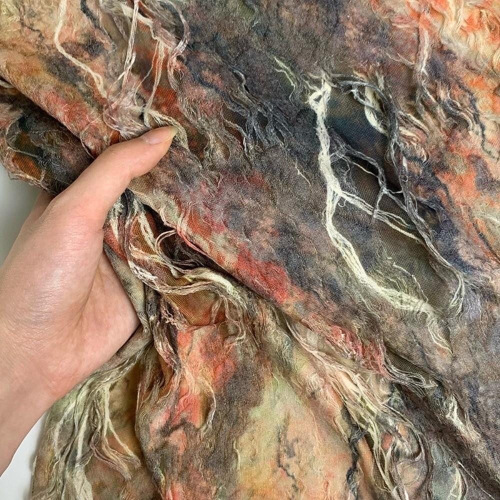 Punk Tie-dye Hair Band Y2K Distressed Ripped Tube Top Wasteland Style Hair Scarf  Streetwear