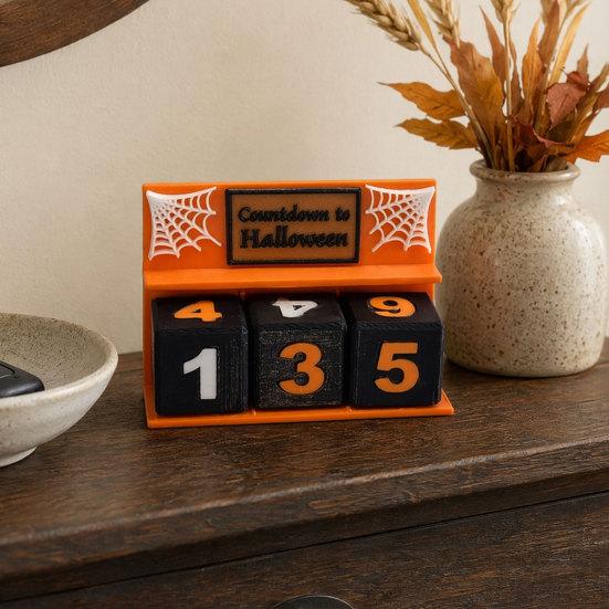 Halloween Entryway Decor Countdown Calendar Block, 3D Printed Advent Calendar, Spooky Daily Count Down To Table for Mantel, Tiered Tray Centerpiece