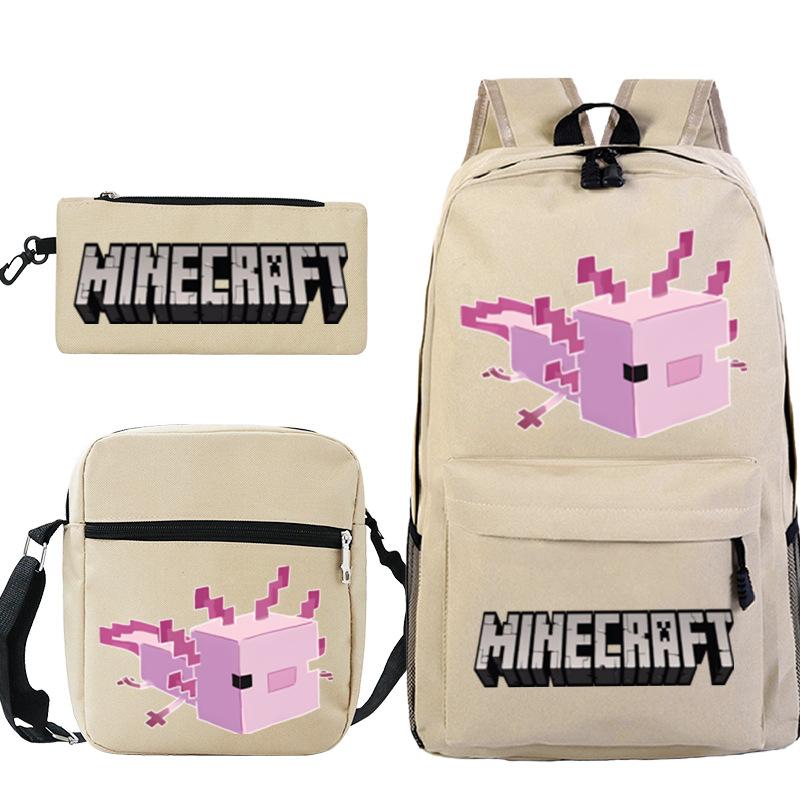 Game Minecraft Printed Children'S School Bag Oblique Span Bag Stationery Pencil Bag Student Backpack Set