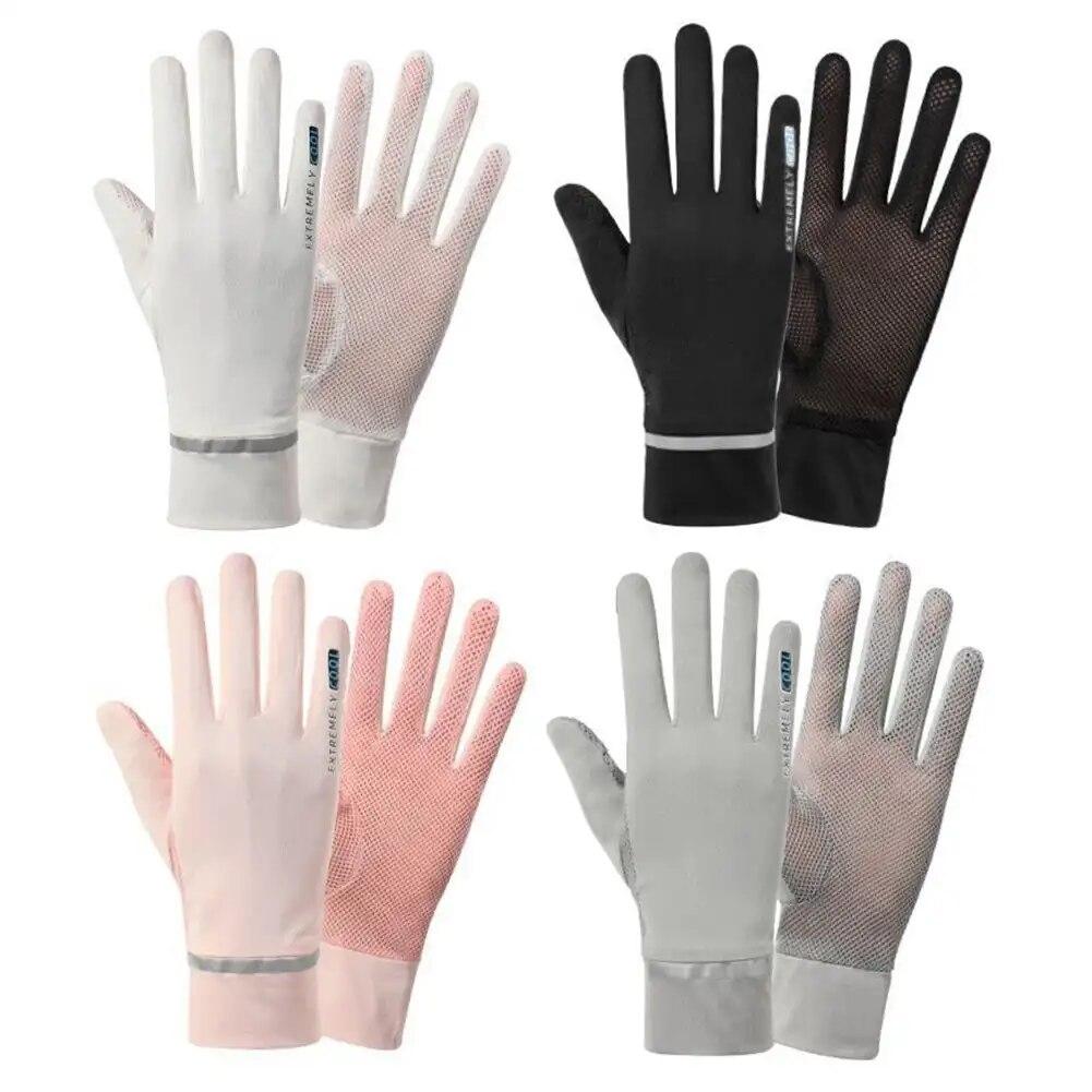 Sommer UV-Schutz Eis Seide Dünn Rutschfest Bildschirm Sonnenschutz Handschuh für Sport Radfahren Laufen Fahren Draußen Auto Motorrad Handschuhe
