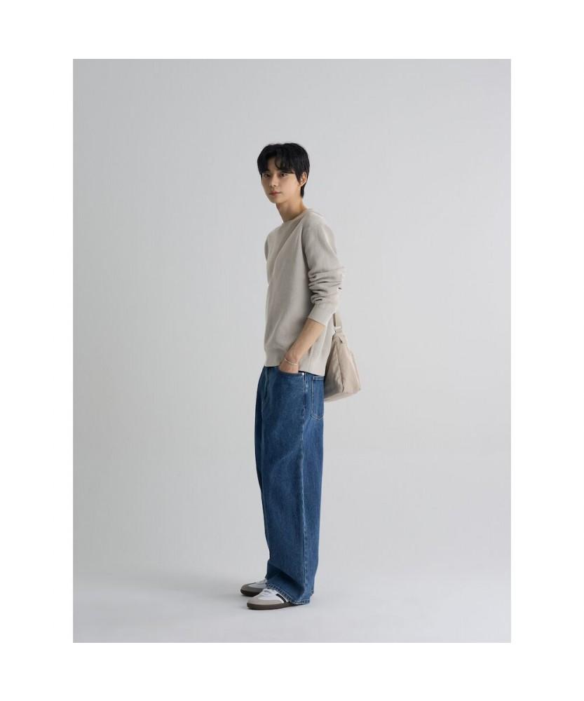 8seconds High-Density Fine Cotton Round Knit Beige