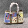 Doodle Garden Hand-Painted Cowhide & Linen Patchwork Women's Bag - Handbag, Shoulder, Crossbody, 2025.