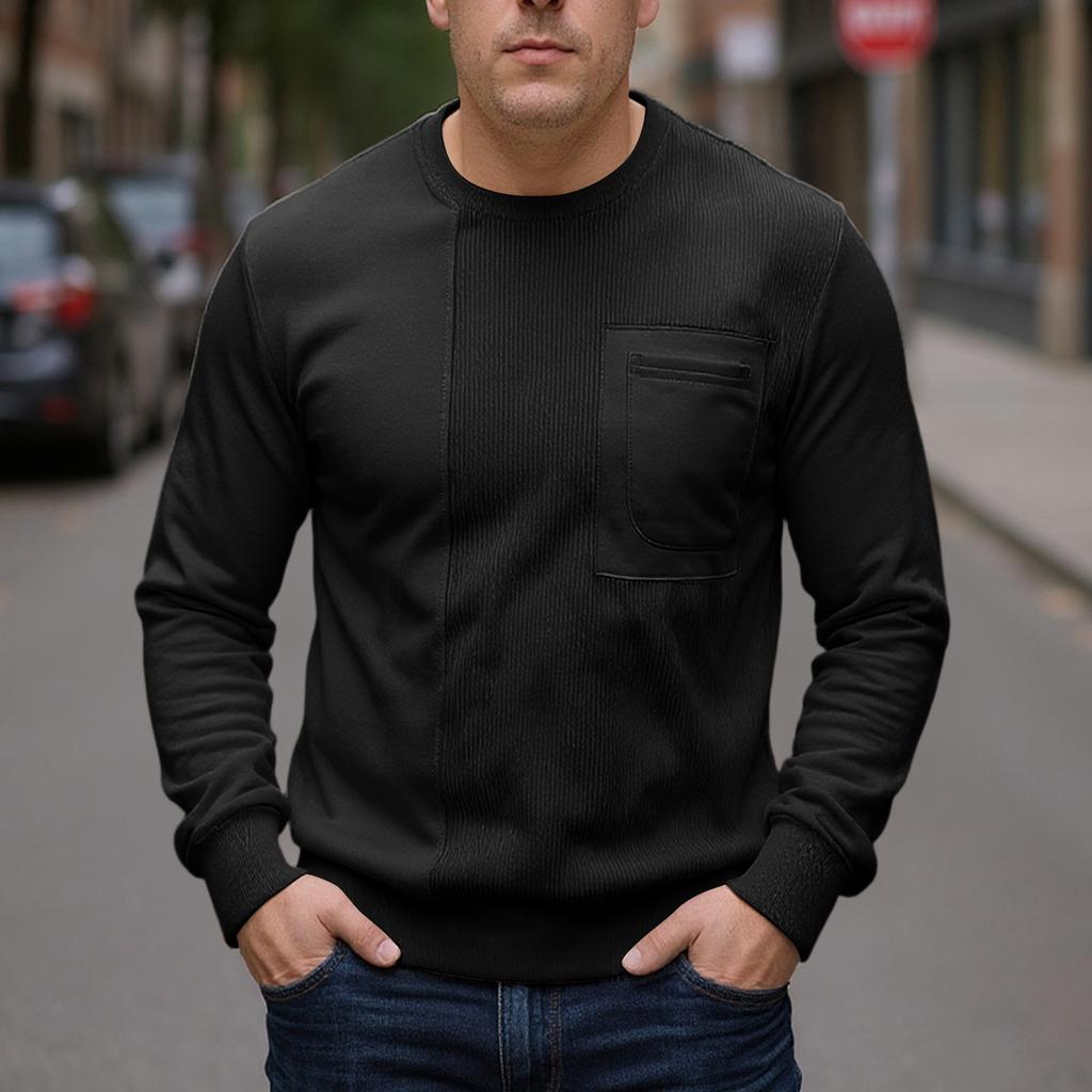 Splicing Round Neck Men's Casual Hoodie