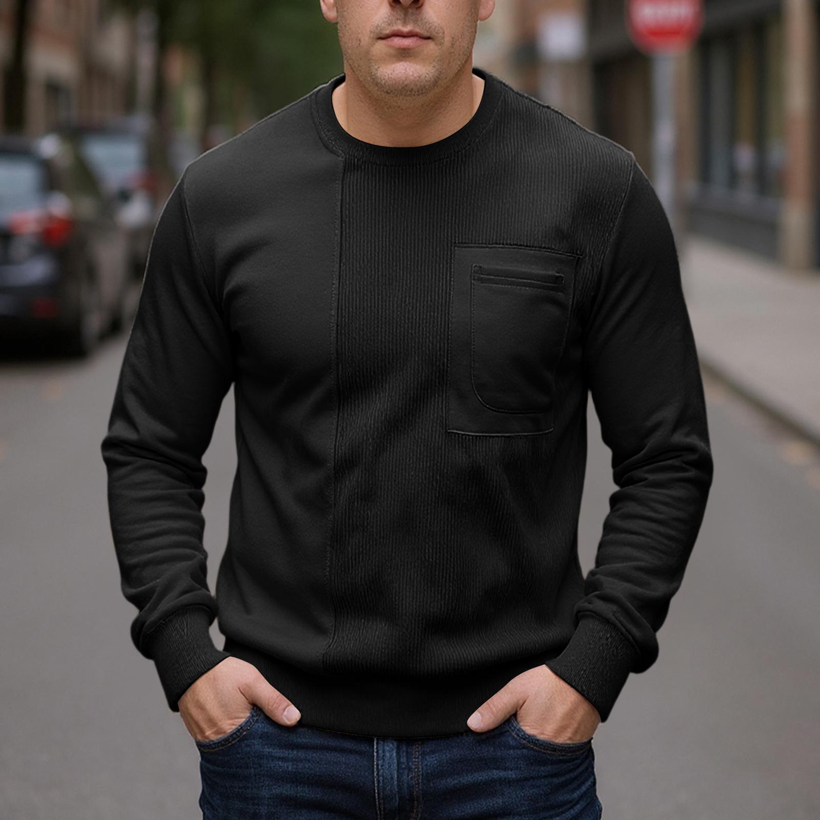 

Мужское повседневное худи с круглым вырезом и вставками S чёрный