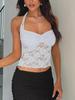 Hollow Lace Y2K Crop Top - Women's Sexy Outing Vest