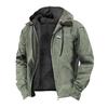 Men Sweatshirt Coat with Hooded Long Sleeve Multiple Pockets Zipper Placket Thickened Plush Lining Jacket