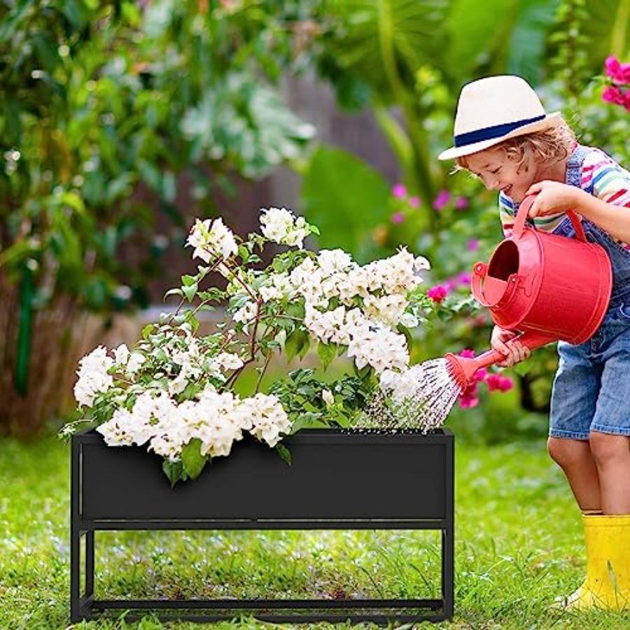 Cocoyard Elevated Planter Box - Durable Raised Garden Bed with Drainage Holes for Tall Plants Herbs and Flowers - Indoor or Out