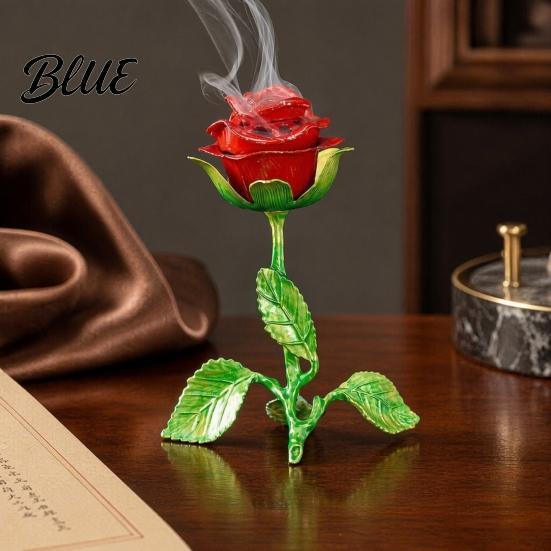 Yoga Aromatherapy Burner Vintage Rose Incense Burner Metal Flower Holder Decorative Tabletop Ornament Bedroom Living Room Office A Thoughtful Gift