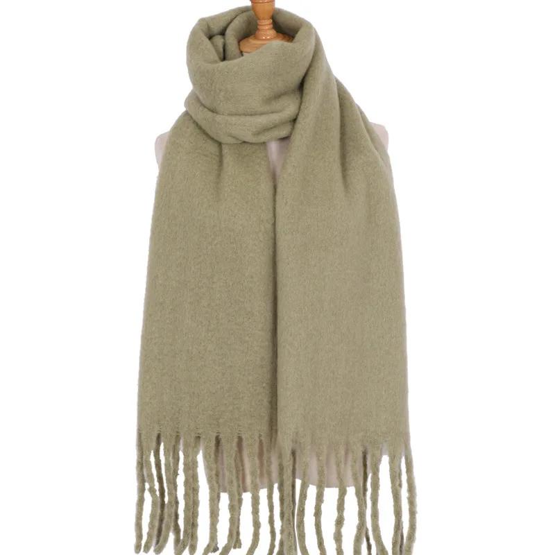 Solid Color Scarf For Women Super Thick Warm In Winter Big Shawl Plush White Snow Scarf  Design Unisex Foulard