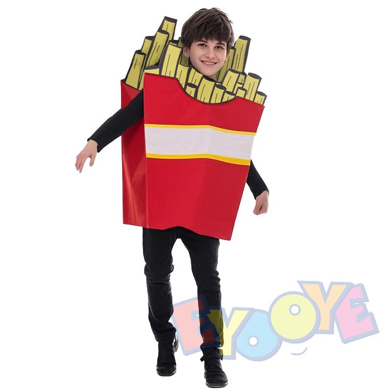 Kids Halloween Parent-Child French Fries Matching Costume for School Theme Events
