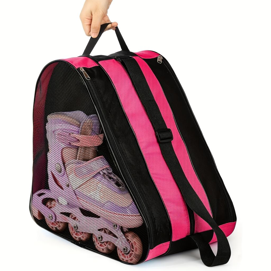 Large Capacity 3-Layer Ice Skating Bag with Heavy-Duty Shoe Storage - Adjustable Shoulder Strap & Logo Window for Inline Skates