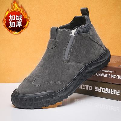 Winter Suede Shoes for Men Plus Fur Warm Slip-On Loafers Men Footwear Waterproof Snow Boots Botas Hombre Outdoor Light Sneakers