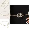 Stylish Metal Chain Waist Accessory With Water Drilled Double Circles For Womens Fashion