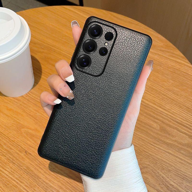 Vintage Genuine Leather Phone Case for Samsung S25ultra-Crack Shockproof Waterproof Simple Business Hard Cover for Samsung S25/S25ultra/S25plus