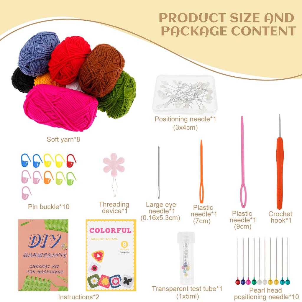 Crochet Kit for Beginners Crochet Starter Kit with 8 Yarns Complete Cup Mat Knitting Crochet Supplies with Step by Step Video