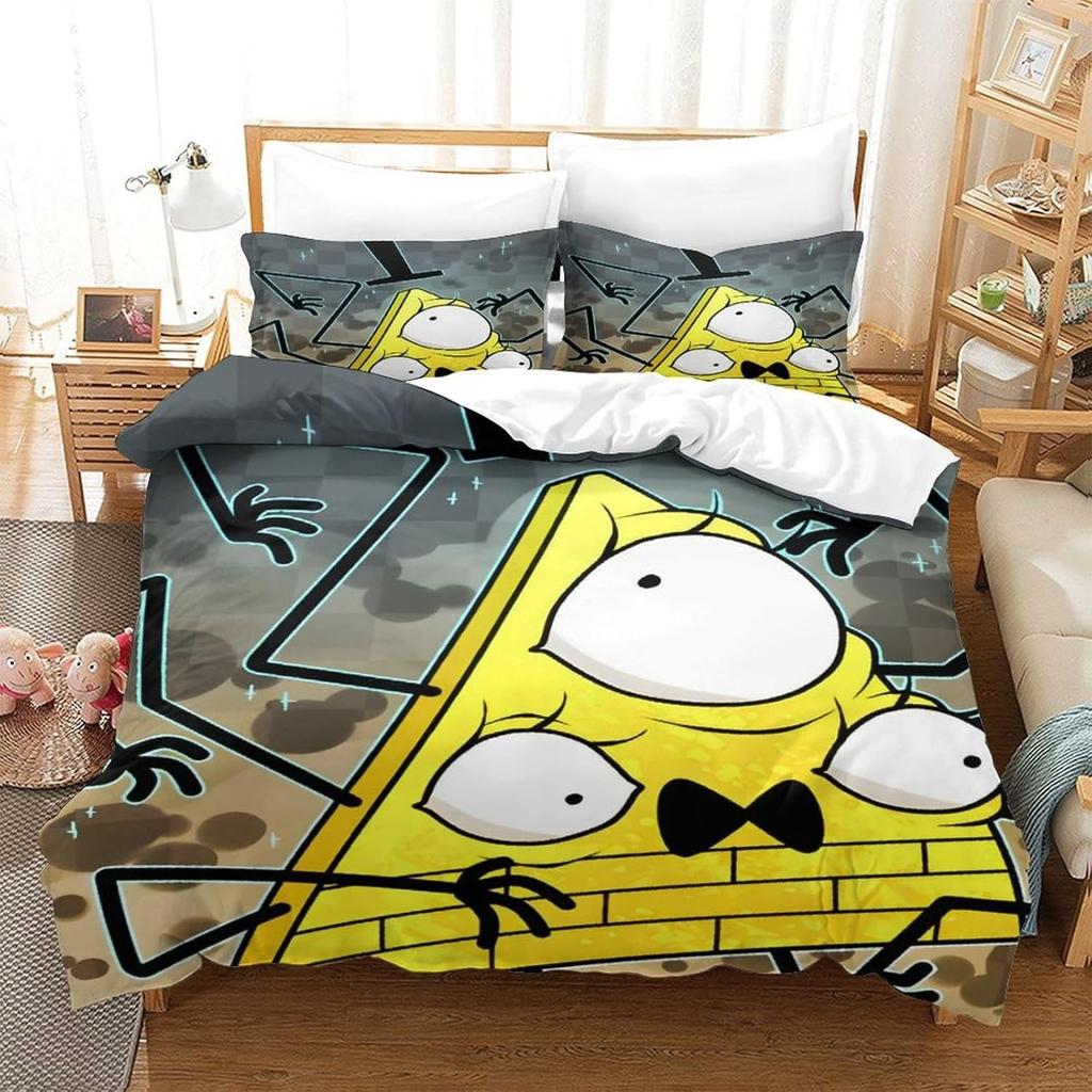 Copripiumino Bill Cipher 3D Squisito Cartone Animato Gravity Falls Stampa Digitale Set Biancheria da Letto Piumone Letto Giovani Decorazione Casa Bambini Ragazzi
