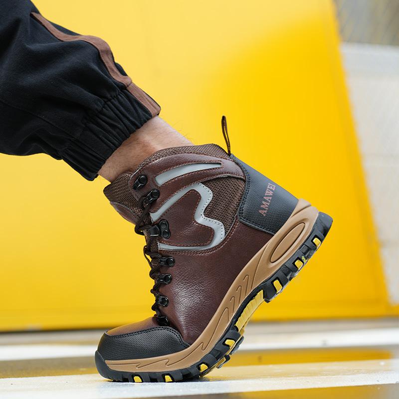 High Top Safety Shoes Men Steel Toe Work Shoes Men Women Work Safety Boots Anti Smash Safety Indestructible Waterproof Boots