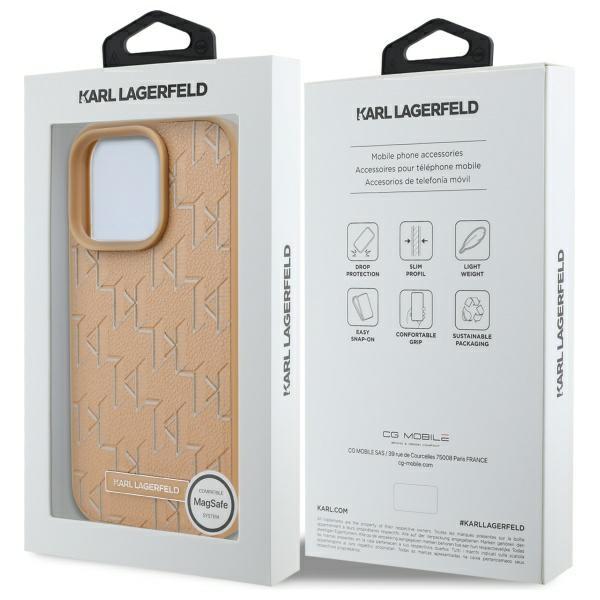 Karl Lagerfeld Klhmp16Lpkhporpe Iphone16 Pro 6.3 Hardcase Beżowy/Beige Leather Monogram Metal Logo Magsafe