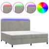Box Spring Bed with Mattress & LED Light Grey 200x200 cm Velvet