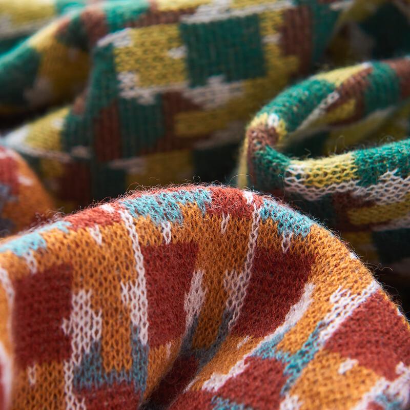 Barns jacquardtröja i ren ull med färgblock