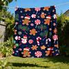 1pc Gingerbread Man Outdoor Flannel Blanket Soft All Season Polyester Throw , Perfect for Picnics & Travel , Picnic Accessory