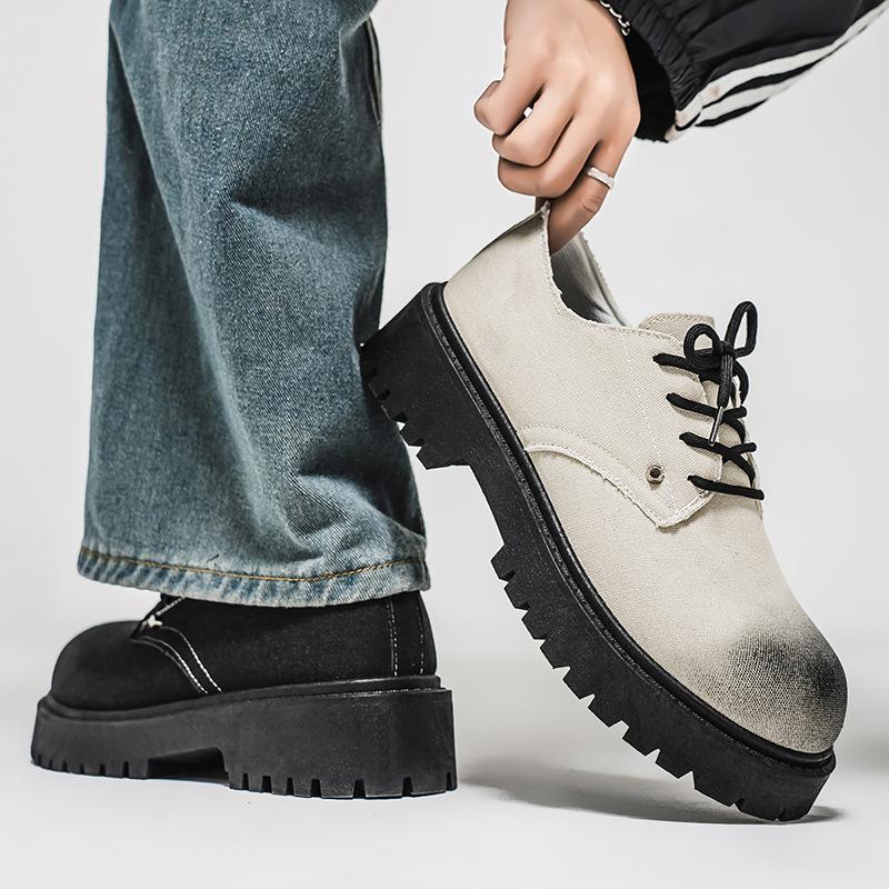 Thick-soled big-head Derby shoes men's new inner height increase British style leather shoes men's commuter casual men's shoes