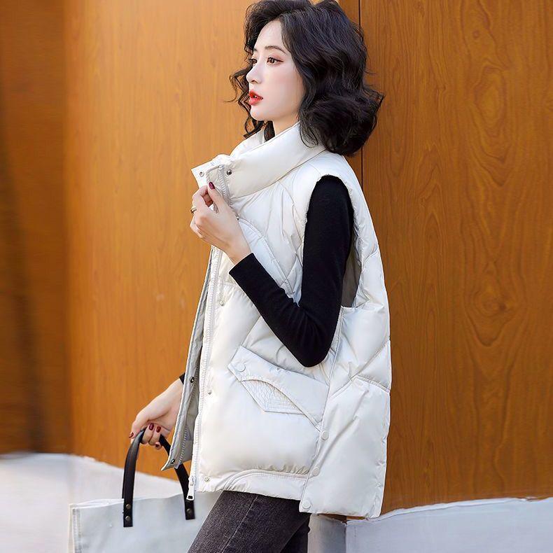 Women's Korean Style White Duck Down Vest - Autumn/Winter 2025, Short, Loose, Thickened, Versatile Sleeveless Outerwear