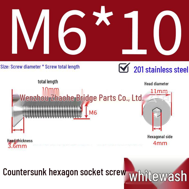 201 Stainless Steel Hex Socket Countersunk Flat Head Screws