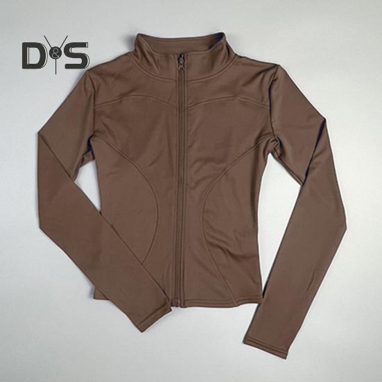 Women Sports Jacket Full Zip High Elasticity Yoga Jacket Stand Collar Slimming Fitness Top for Running Yoga Workout