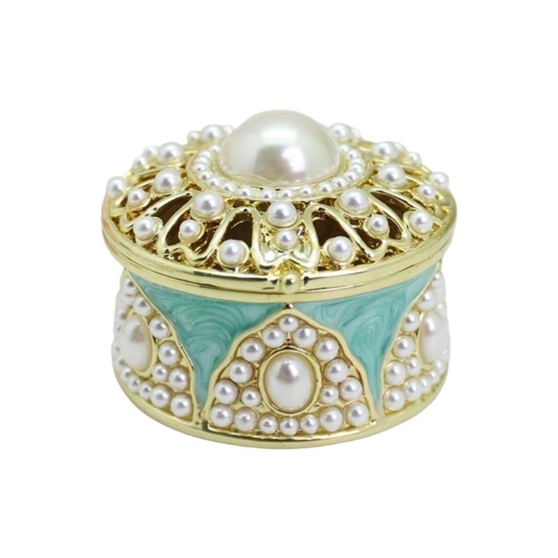 A52E Elegant Bracelet Storage Case Pearls Themed Jewelry Displaying Organizers Jewelry Chest for Earrings Necklaces Rings