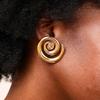 Vintage Goldfarbene Spiralstruktur-Steckohrringe für Damen Übertriebene Metallische Glänzende Hohl-Charme-Ohrringe Zirkon Geschenk