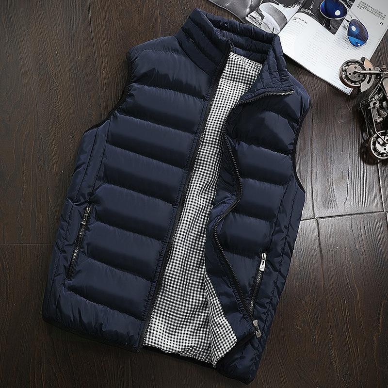 

Men s New Casual Thickened Warm Down Cotton Waistcoat Jacket 5XL синій