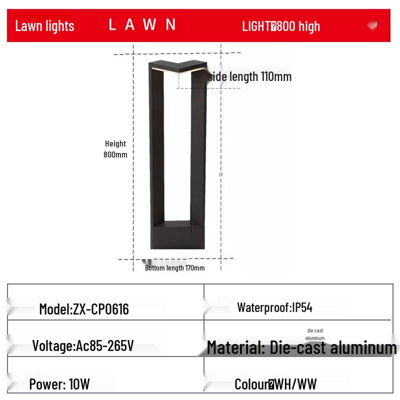Garden Villa Waterproof Outdoor Lawn and Courtyard Light - Simple Modern Design