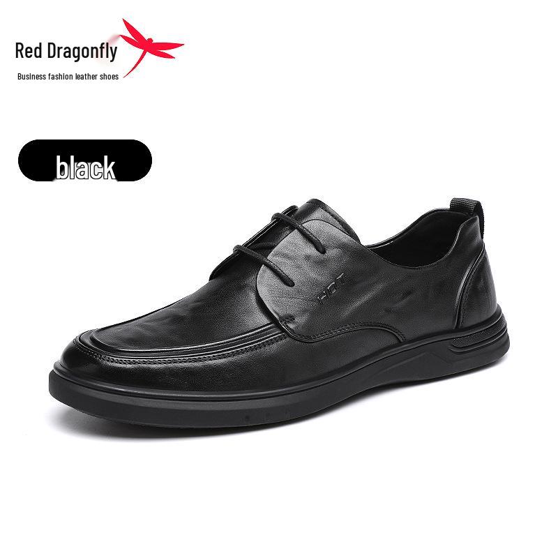 Red Dragonfly Men s British Style Genuine Leather Fleece-Lined Derby Shoes 42