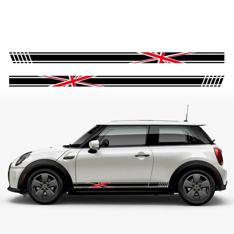 2PCS Union Jack Styling Door Side Stripe Sticker Car Body Decoration Decal For Mini Cooper S JCW One F54 F55 F56 F60 R55 R56 R60