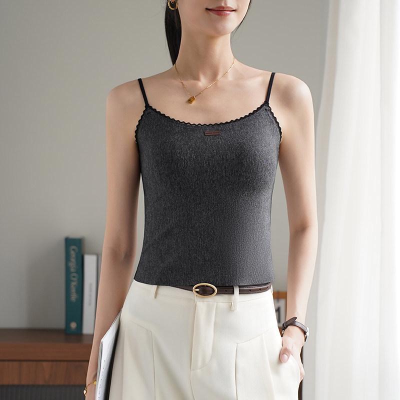 Summer Thin Seamless Camisole with Padded Anti-Exposure Bandeau - Women s Small Free Size