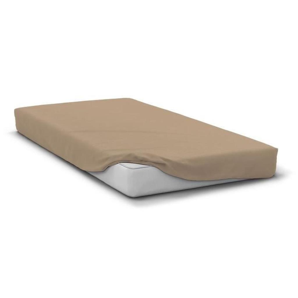 Drap housse - HOME LINGE PASSION - HP72062 - Microfibre 82 g - 90 x 190 cm - Bonnet 30 cm - Beige