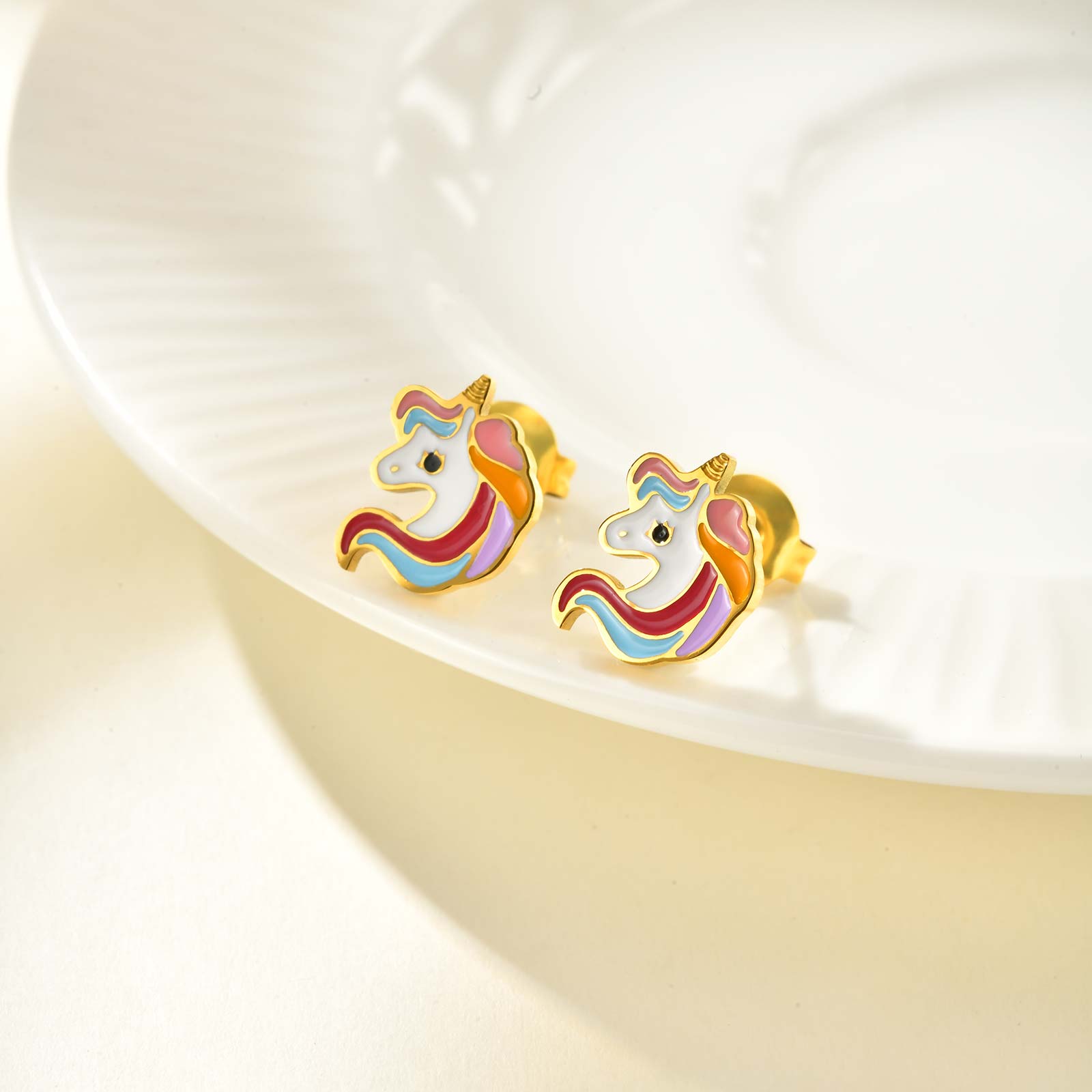 

Cute Rainbow Unicorn Stud Earrings for Women Girls,Stainless Steel Insect Beetle Earrings,Charms Jewelry Accessories Gift