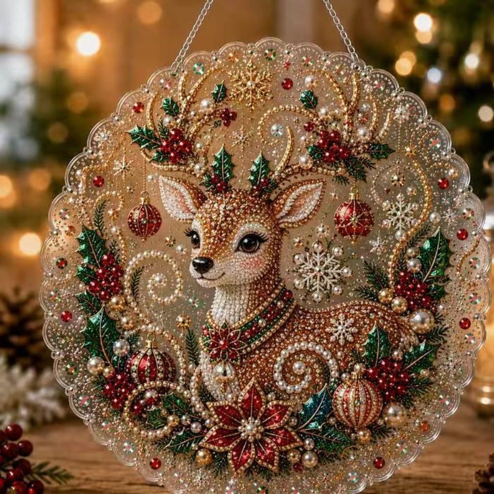 Ornement Suspendu de Noël Rond Board Kit de Peinture Perle Bricolage Artisanat de Fête