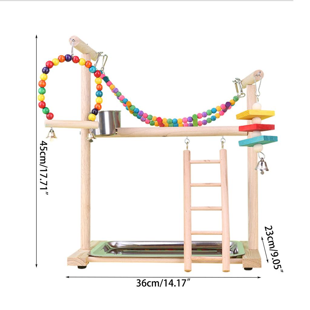 Lovebird Parrots Cage Perch Stand Bridge Colorful Swing Climbing Wooden Training Ladder Toy for Bird